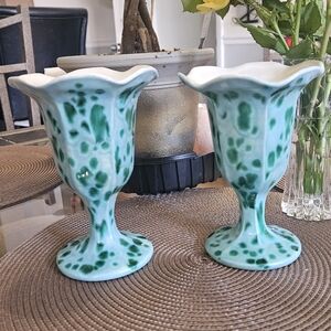 Vntage Green Ceramic Vases/dessert holders